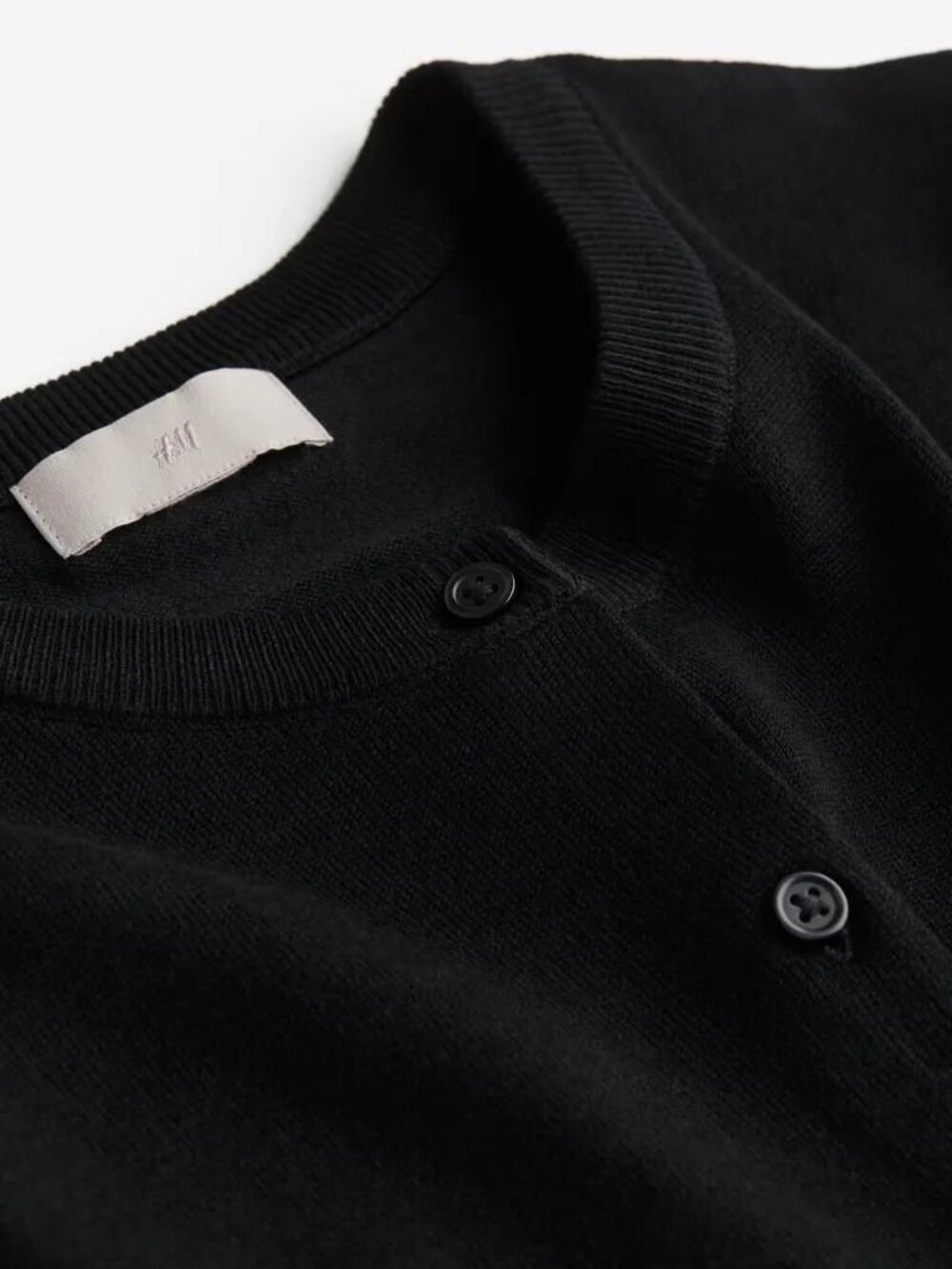 NEW H&M Black Crewneck Button-Front Women's Cardigan, Black - Picture 7 of 7